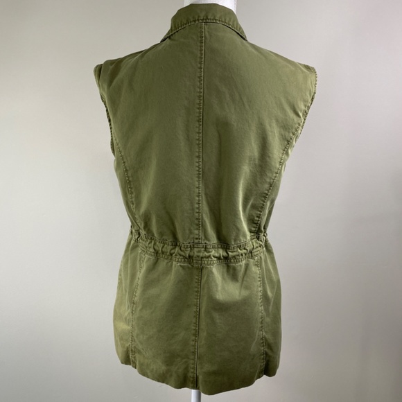 Forever 21 Army Green Utility Vest Studded Pockets Zip Snap Boho Womens Size S - Picture 7 of 9